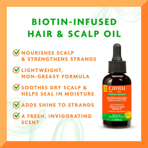 روغن تقویت کننده مو و پوست سر بیوتین کنتو - Cantu Biotin Infused Strengthening Hair & Scalp Oil