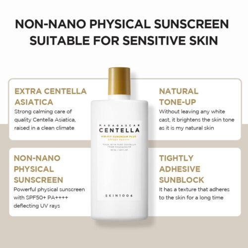 کرم ضد آفتاب رنگی سنتلا ماداگاسکار مدل ایرفیت پلاس اسکین 1004 - Skin1004 Madagascar Centella Air-Fit Suncream Plus