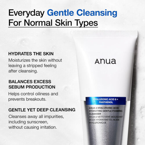 فوم شستشوی هیالورونیک اسید و پنتنول آنوا - Anua 8 Hyaluronic Acid Hydrating Gentle Foaming Cleanser