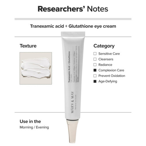 کرم دور چشم ضد لک و روشن کننده گلوتاتیون و ترانگزامیک اسید مری اند می - Mary & May Tranexamic Acid + Glutathione Eye Cream