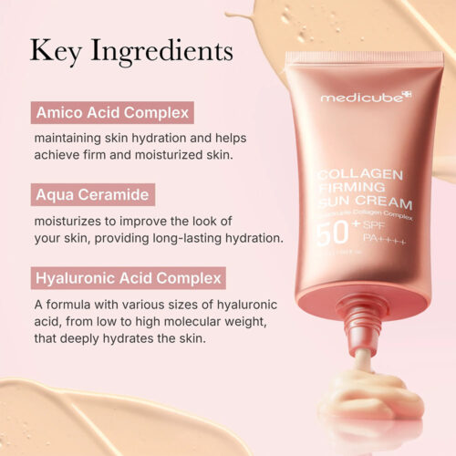 کرم ضد آفتاب تون آپ کلاژن مدی کیوب ضد چروک و روشن کننده پوست - Medicube Collagen Firming Sun Cream