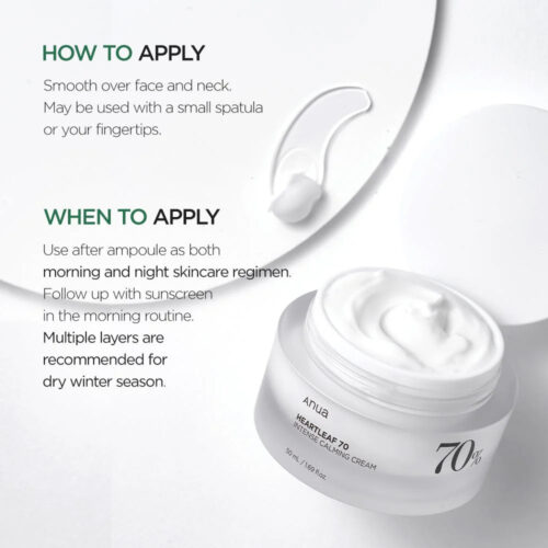 کرم مرطوب کننده و تسکین دهنده آنوا - Anua Heartleaf 70% Intense Calming Cream