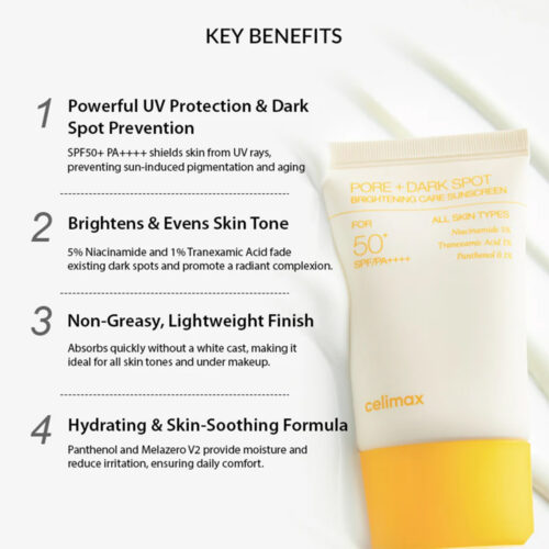 کرم ضد آفتاب روشن کننده و کنترل منافذ سلیمکس - Celimax Pore + Dark Spot Brightening Care Sunscreen