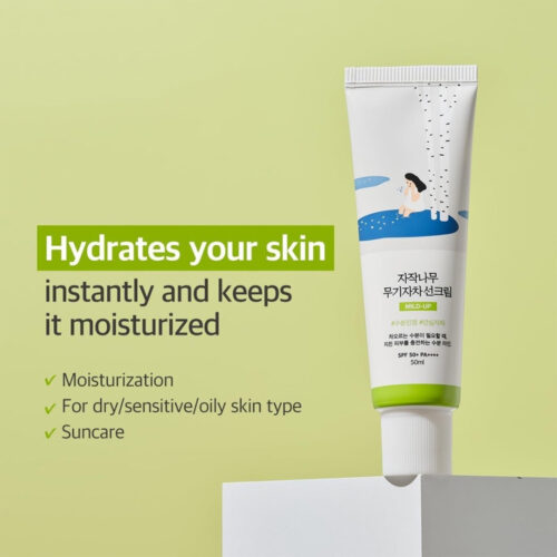 ضد آفتاب فیزیکی مرطوب کننده و تسکین دهنده راندلب - Round Lab Birch Juice Moisturizing Mild-Up Sunscreen