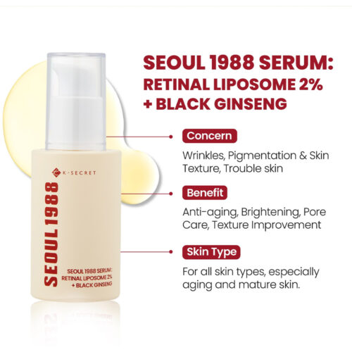 سرم ضد چروک لیپوزوم رتینال و جینسینگ سیاه سئول 1988 کی سکرت - K-Secret Seoul 1988 Serum Retinal Liposome 2% + Black Ginseng