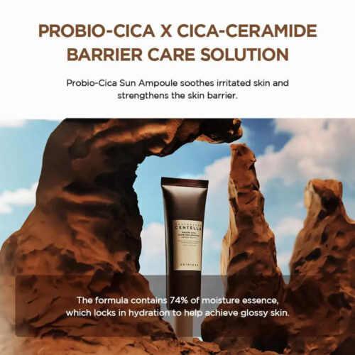 ضد آفتاب تقویت کننده و درخشان کننده پروبیو سیکا اسکین 1004 - Skin1004 Madagascar Centella Probio Cica Glow Sun Ampoule