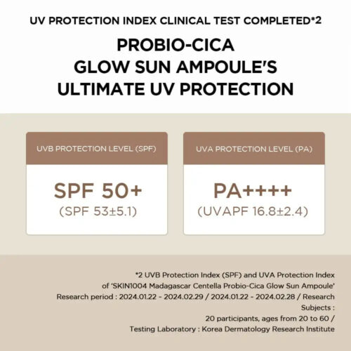 ضد آفتاب تقویت کننده و درخشان کننده پروبیو سیکا اسکین 1004 - Skin1004 Madagascar Centella Probio Cica Glow Sun Ampoule